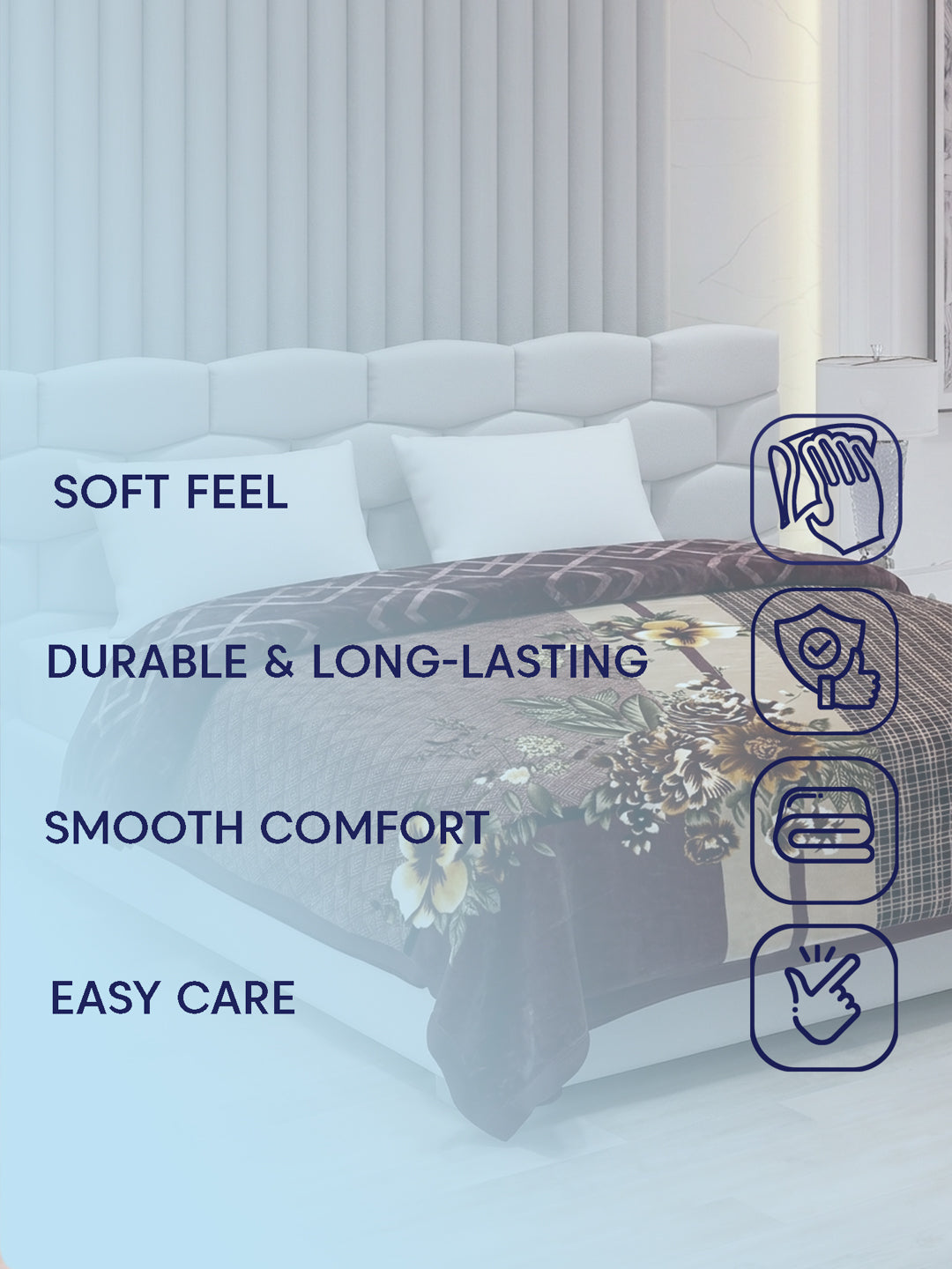 Printed Double Bed 2 Ply 850 GSM Blanket for Winter (Crystal), Weight 4.5 kg