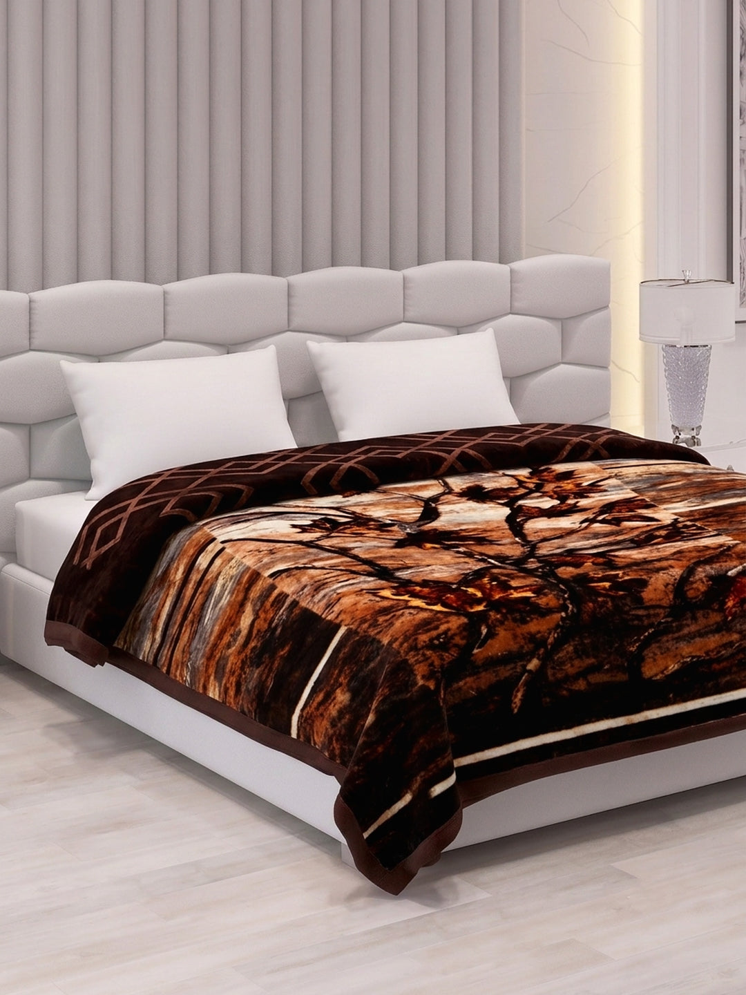 Printed Double Bed 2 Ply 850 GSM Blanket for Winter (Crystal), Weight 4.5 kg