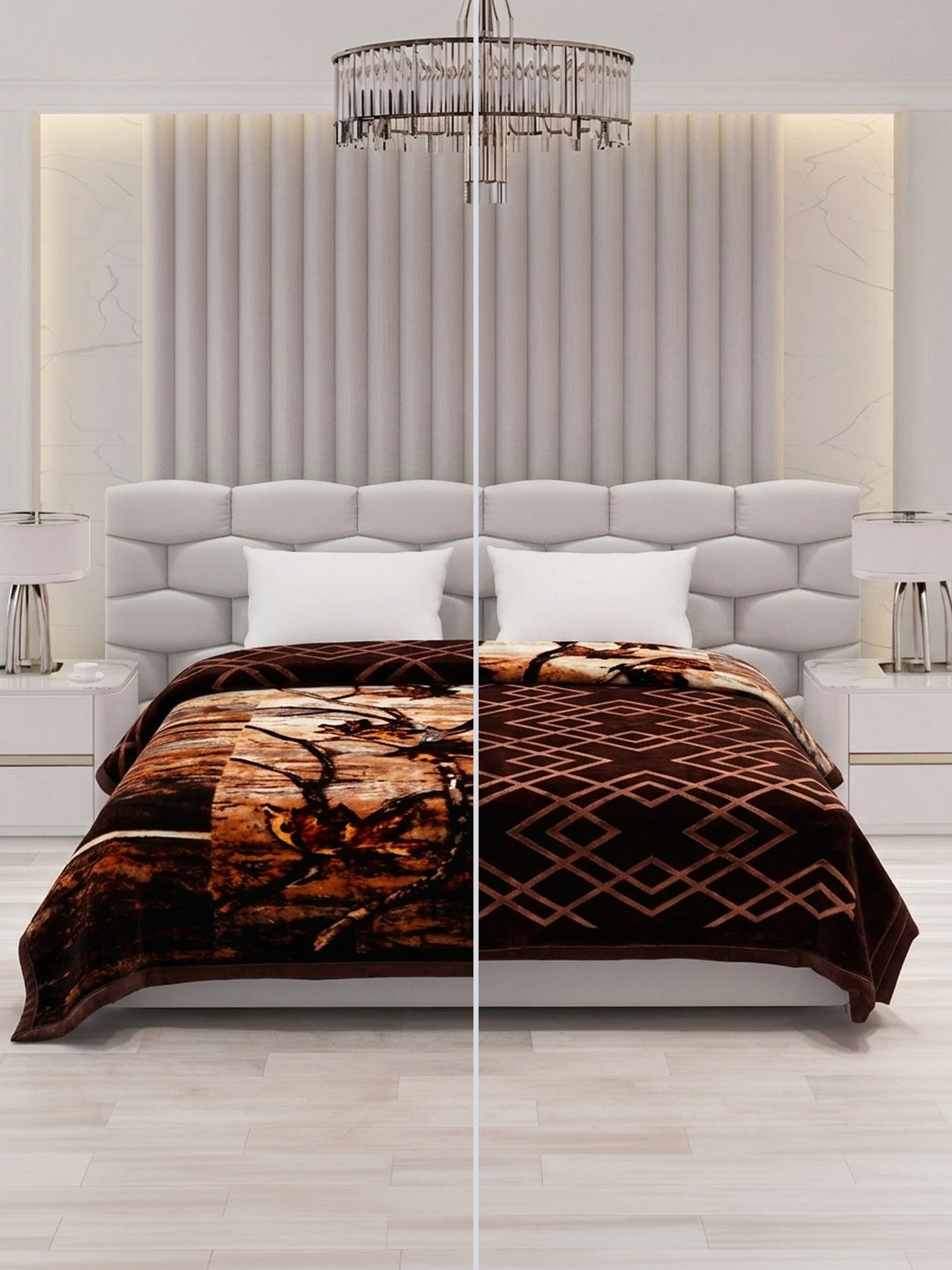 Printed Double Bed 2 Ply 850 GSM Blanket for Winter (Crystal), Weight 4.5 kg