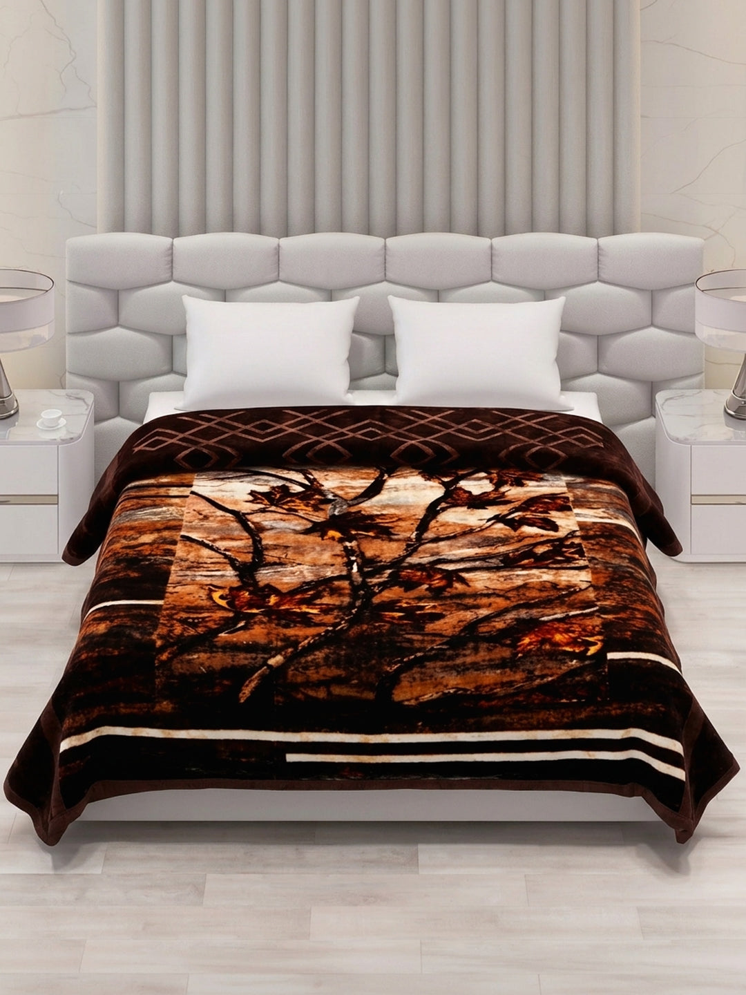 Printed Double Bed 2 Ply 850 GSM Blanket for Winter (Crystal), Weight 4.5 kg