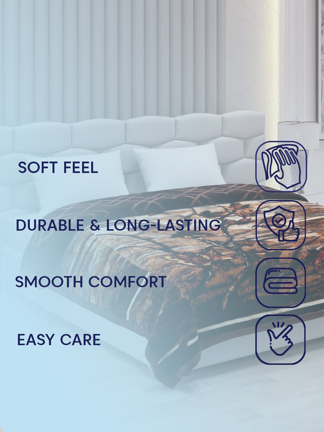 Printed Double Bed 2 Ply 850 GSM Blanket for Winter (Crystal), Weight 4.5 kg