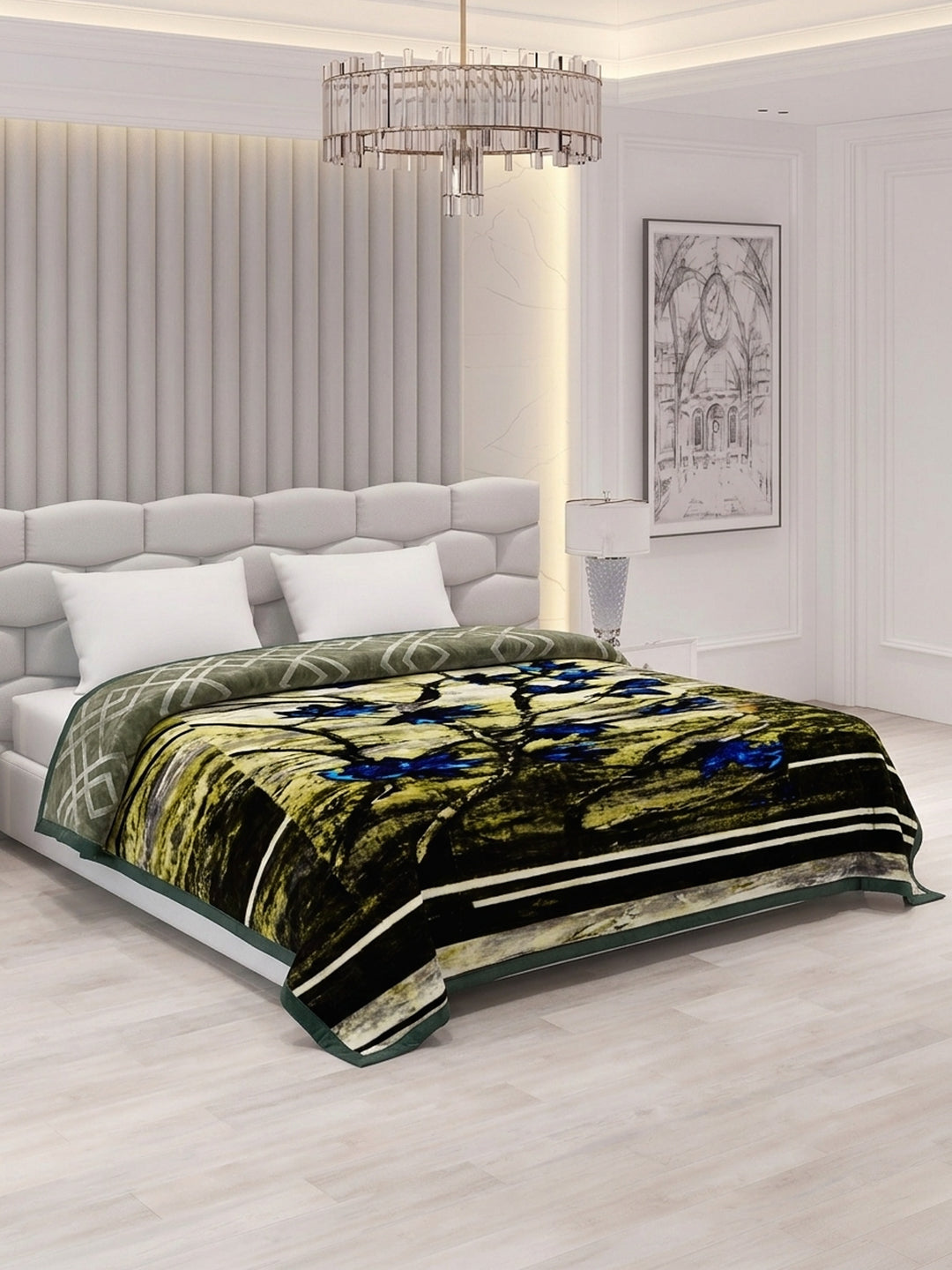 Printed Double Bed 2 Ply 850 GSM Blanket for Winter (Crystal), Weight 4.5 kg