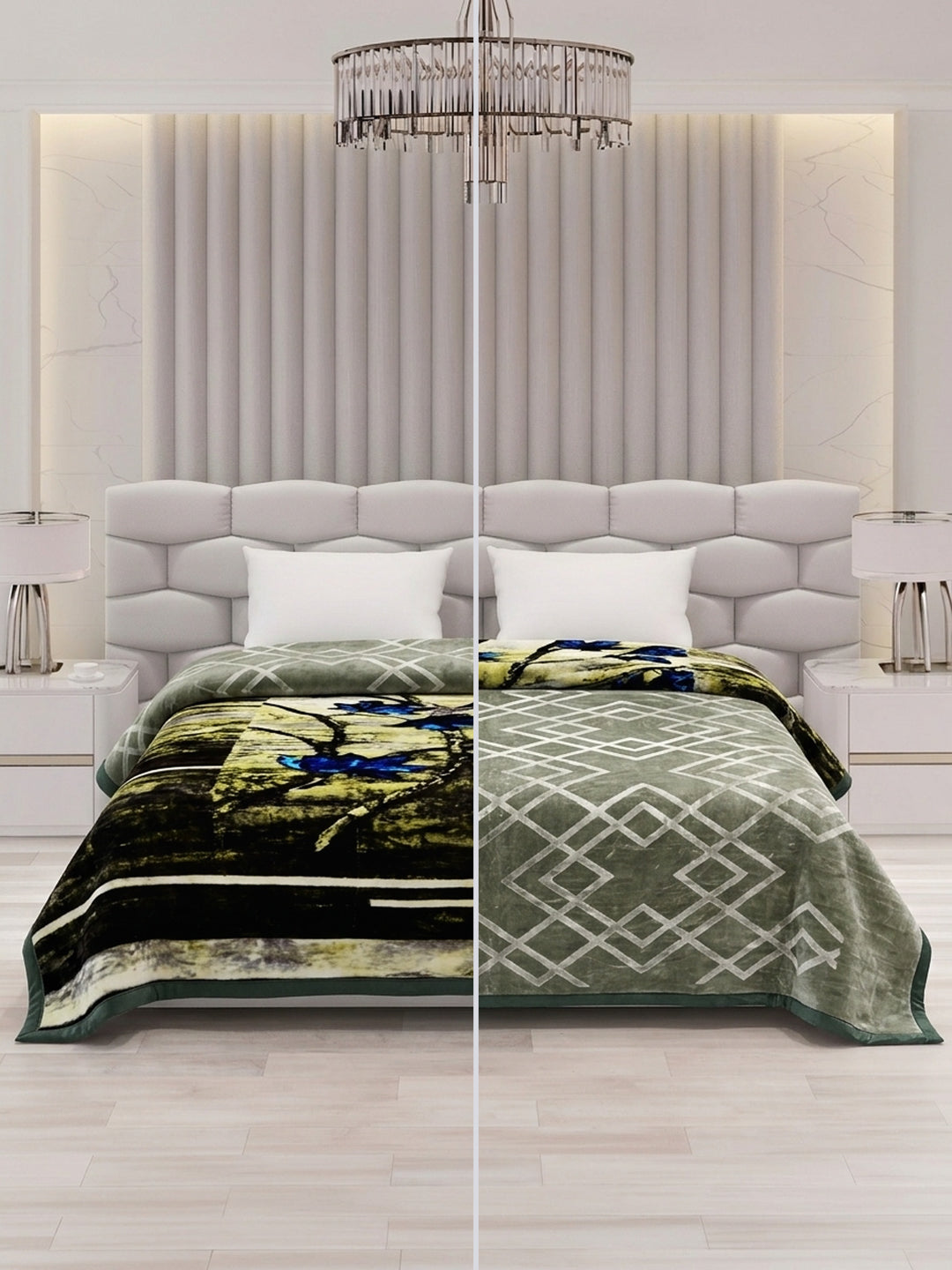 Printed Double Bed 2 Ply 850 GSM Blanket for Winter (Crystal), Weight 4.5 kg