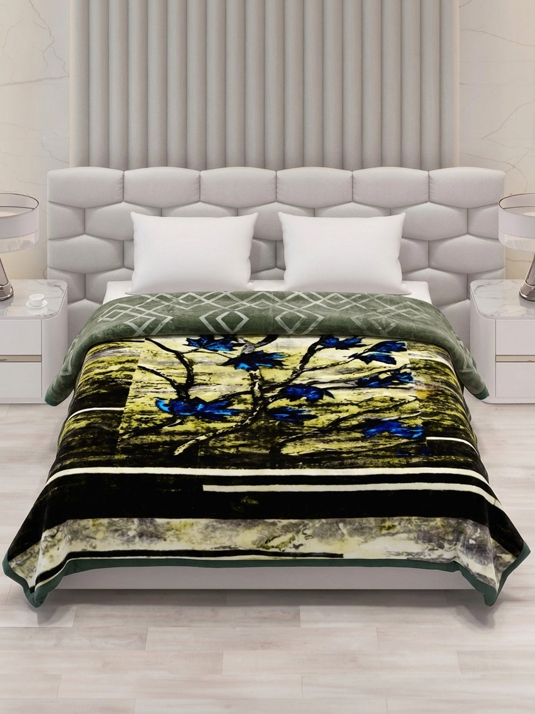 Printed Double Bed 2 Ply 850 GSM Blanket for Winter (Crystal), Weight 4.5 kg