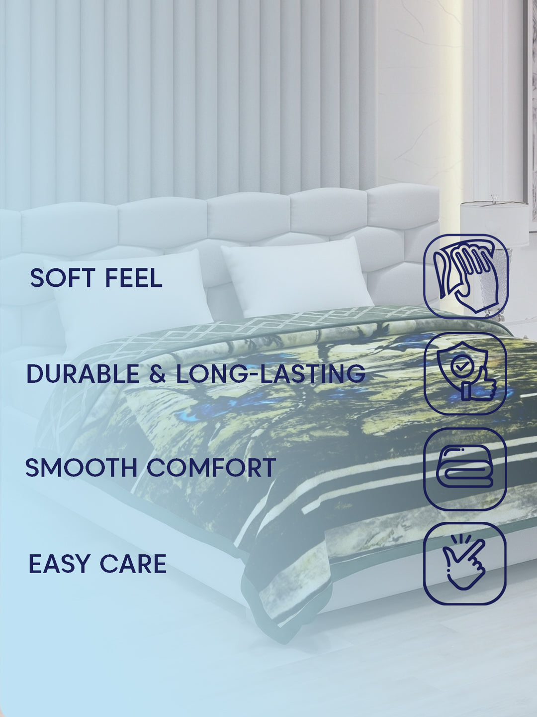 Printed Double Bed 2 Ply 850 GSM Blanket for Winter (Crystal), Weight 4.5 kg