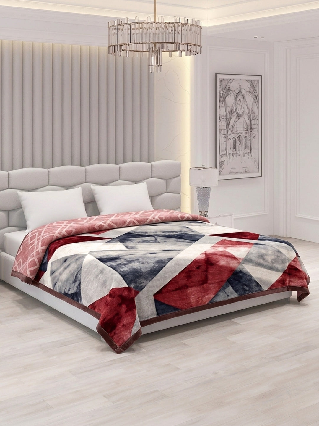 Printed Double Bed 2 Ply 850 GSM Blanket for Winter (Crystal), Weight 4.5 kg