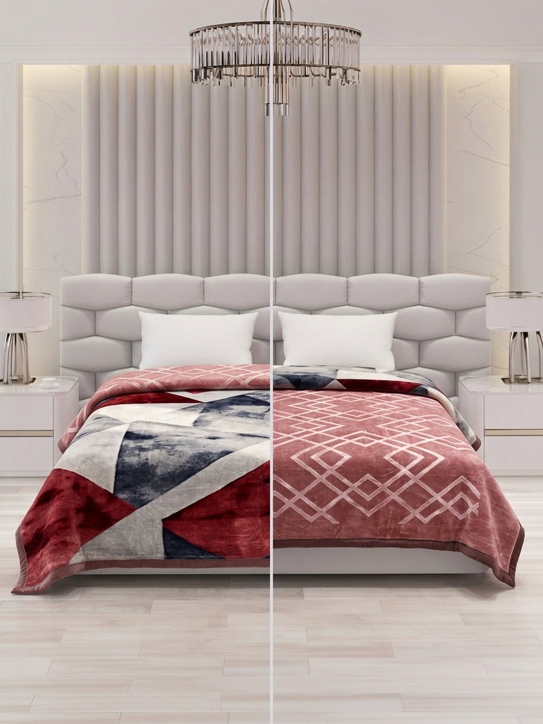 Printed Double Bed 2 Ply 850 GSM Blanket for Winter (Crystal), Weight 4.5 kg