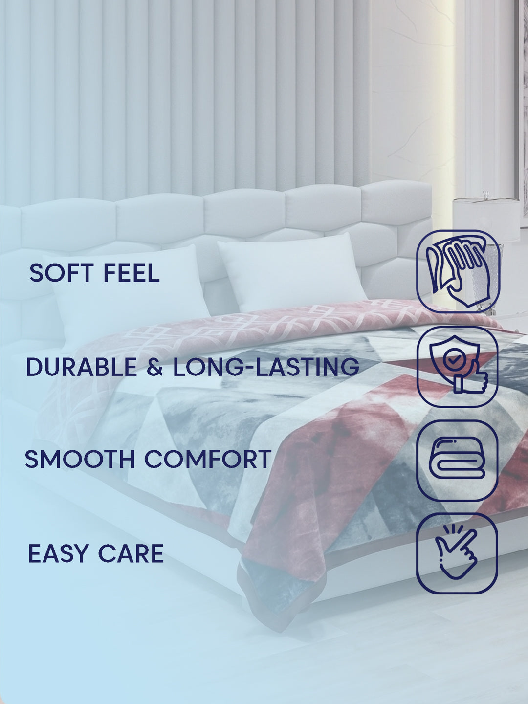 Printed Double Bed 2 Ply 850 GSM Blanket for Winter (Crystal), Weight 4.5 kg