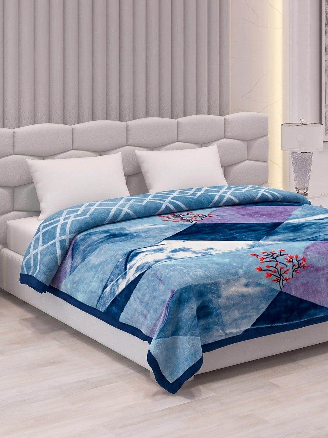 Printed Double Bed 2 Ply 850 GSM Blanket for Winter (Crystal), Weight 4.5 kg