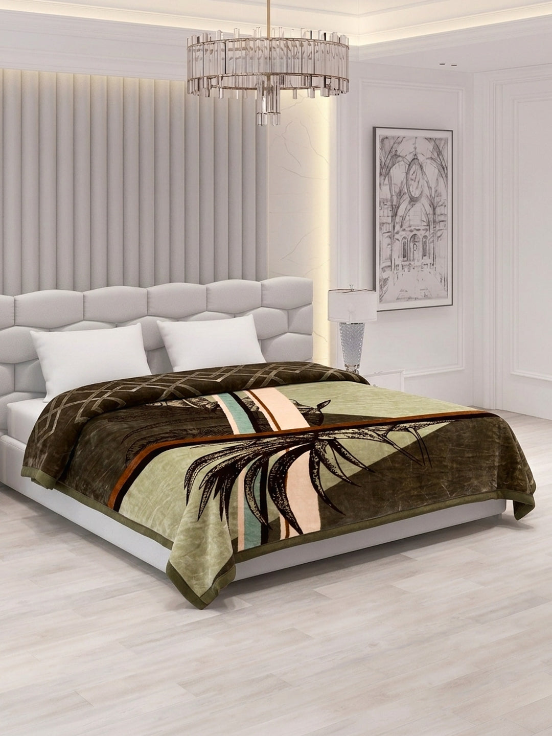 Printed Double Bed 2 Ply 850 GSM Blanket for Winter (Crystal), Weight 4.5 kg