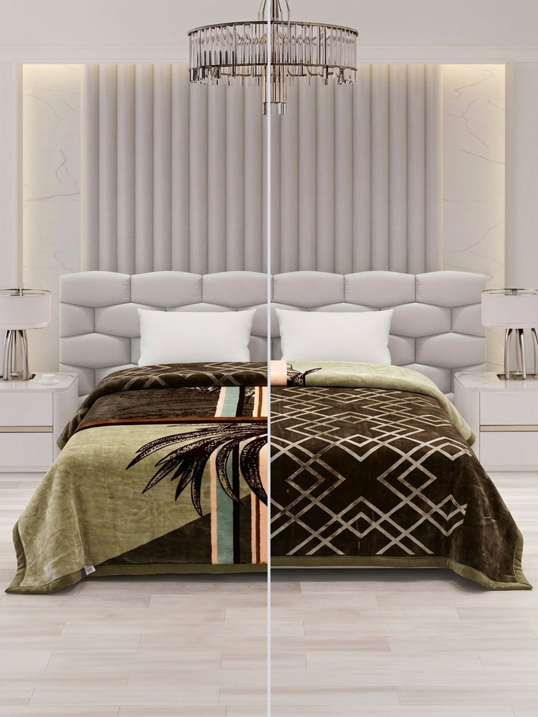 Printed Double Bed 2 Ply 850 GSM Blanket for Winter (Crystal), Weight 4.5 kg