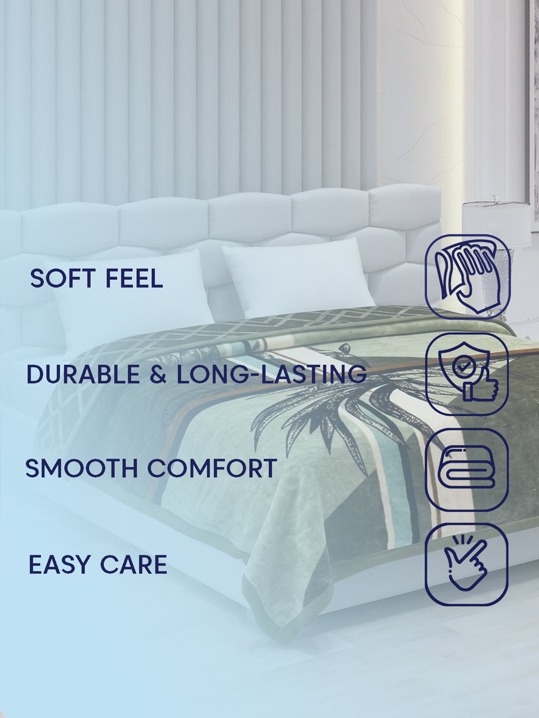 Printed Double Bed 2 Ply 850 GSM Blanket for Winter (Crystal), Weight 4.5 kg