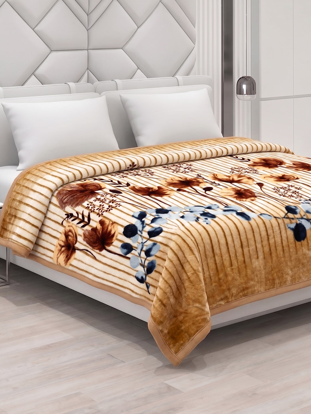 Printed Double Bed 1 Ply 600 GSM Blanket for Winter (Denny), Weight 3.2 kg