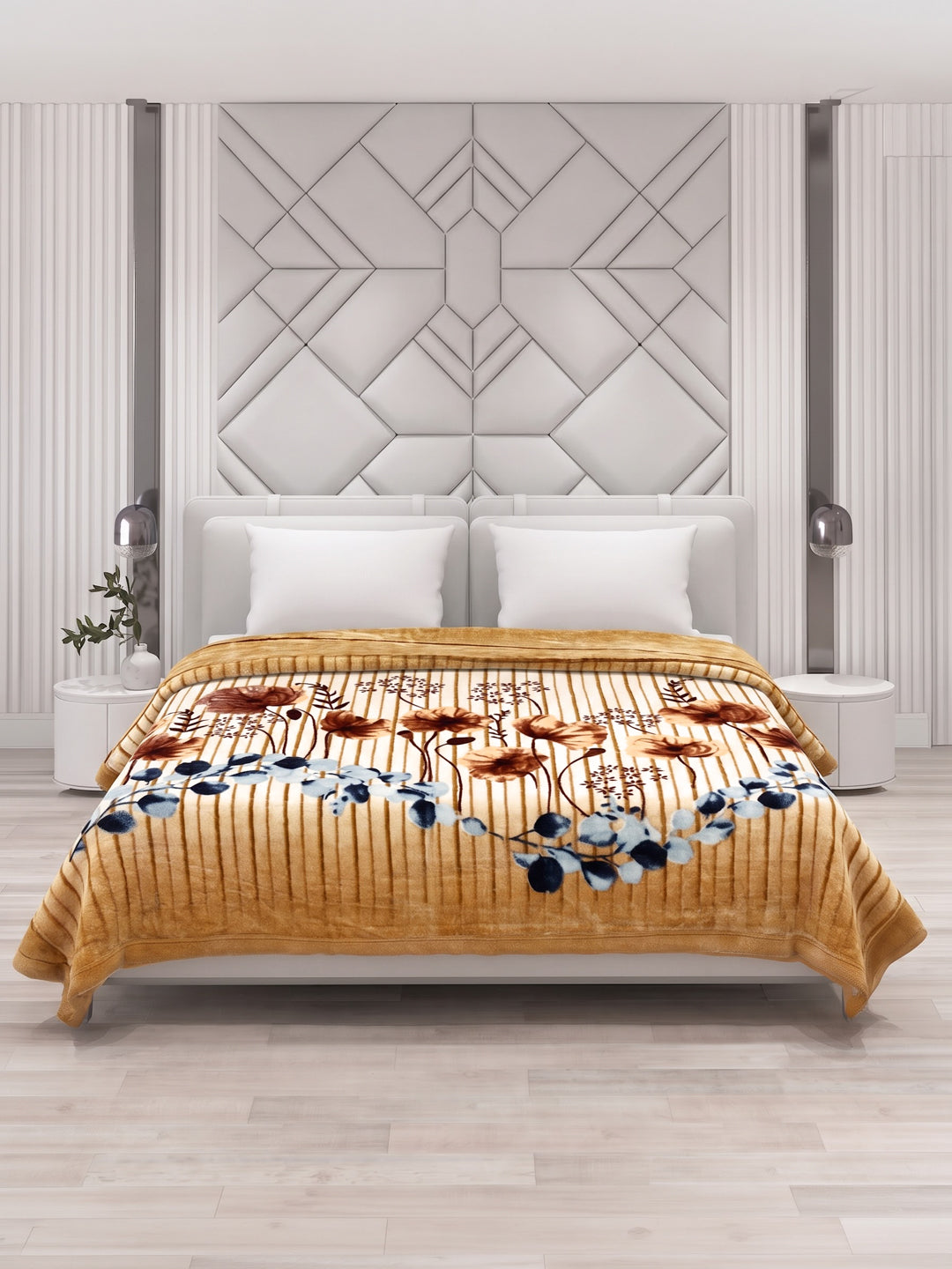 Printed Double Bed 1 Ply 600 GSM Blanket for Winter (Denny), Weight 3.2 kg
