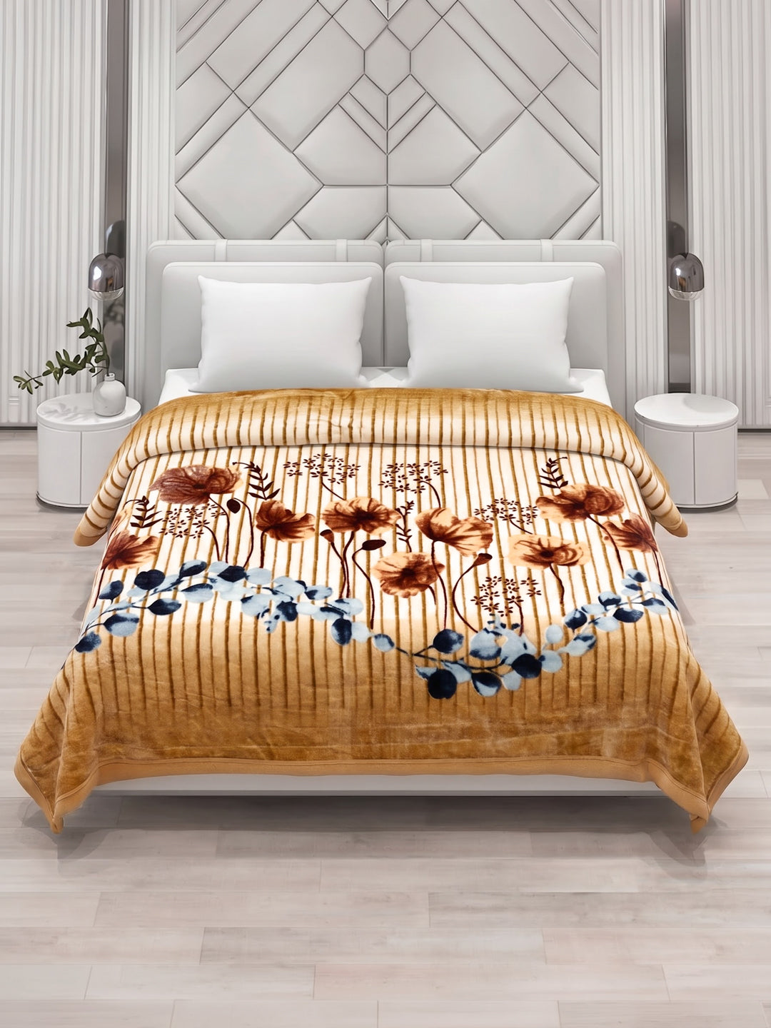 Printed Double Bed 1 Ply 600 GSM Blanket for Winter (Denny), Weight 3.2 kg