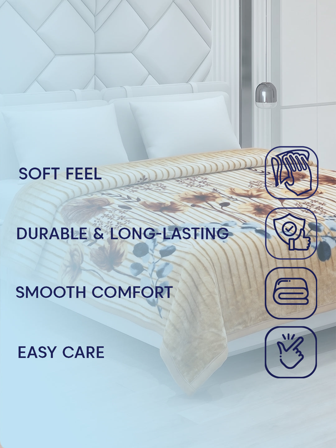 Printed Double Bed 1 Ply 600 GSM Blanket for Winter (Denny), Weight 3.2 kg