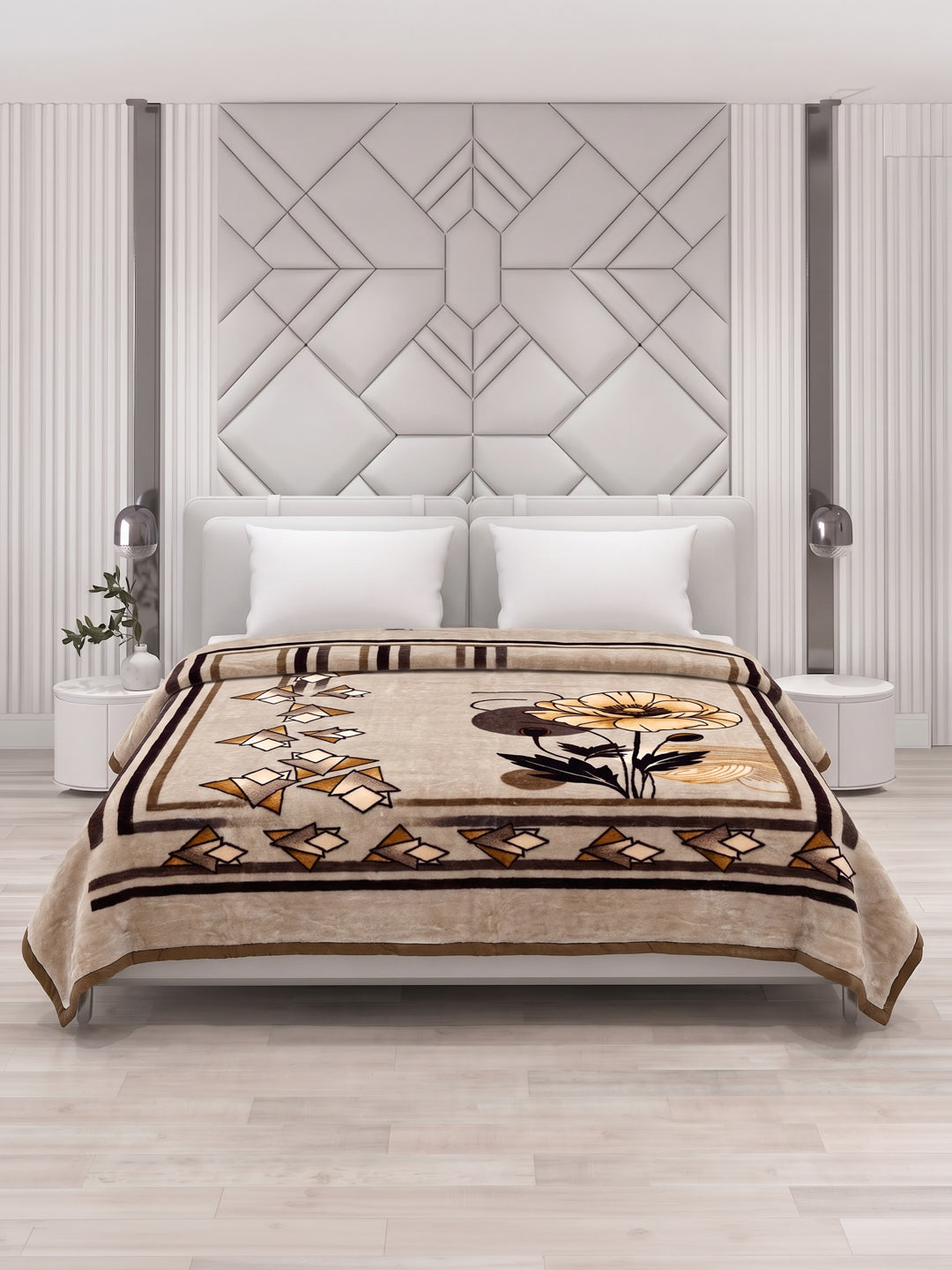 Printed Double Bed 1 Ply 600 GSM Blanket for Winter (Denny), Weight 3.2 kg