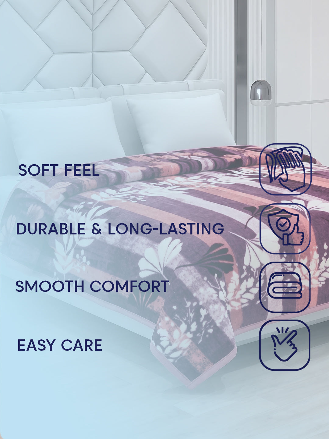 Printed Double Bed 1 Ply 600 GSM Blanket for Winter (Denny), Weight 3.2 kg