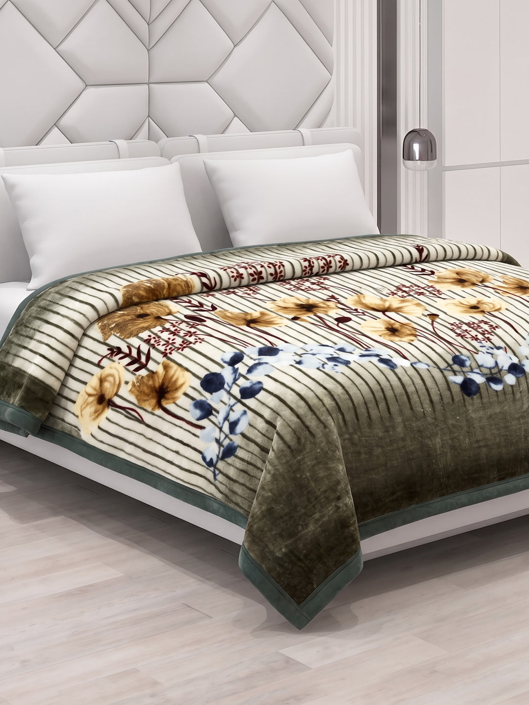 Printed Double Bed 1 Ply 600 GSM Blanket for Winter (Denny), Weight 3.2 kg