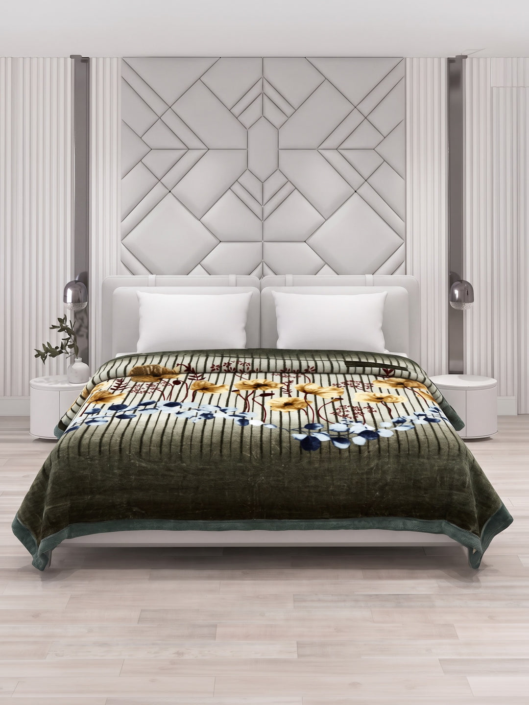 Printed Double Bed 1 Ply 600 GSM Blanket for Winter (Denny), Weight 3.2 kg