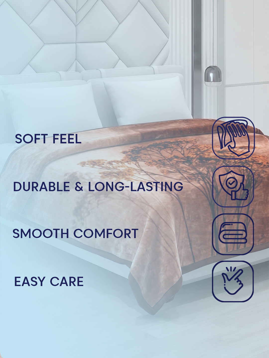 Printed Double Bed 1 Ply 600 GSM Blanket for Winter (Denny), Weight 3.2 kg