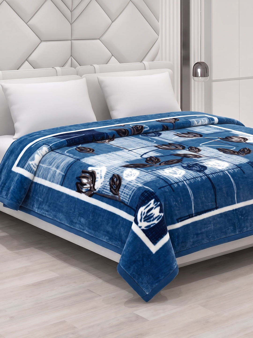 Printed Double Bed 1 Ply 600 GSM Blanket for Winter (Denny), Weight 3.2 kg