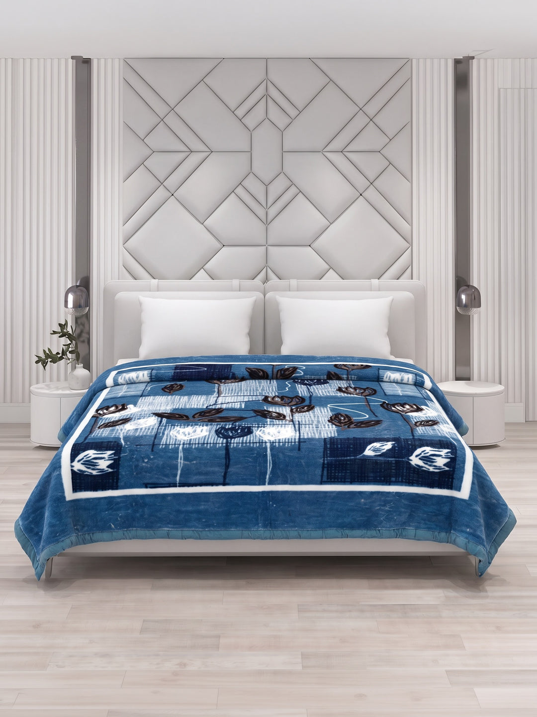 Printed Double Bed 1 Ply 600 GSM Blanket for Winter (Denny), Weight 3.2 kg