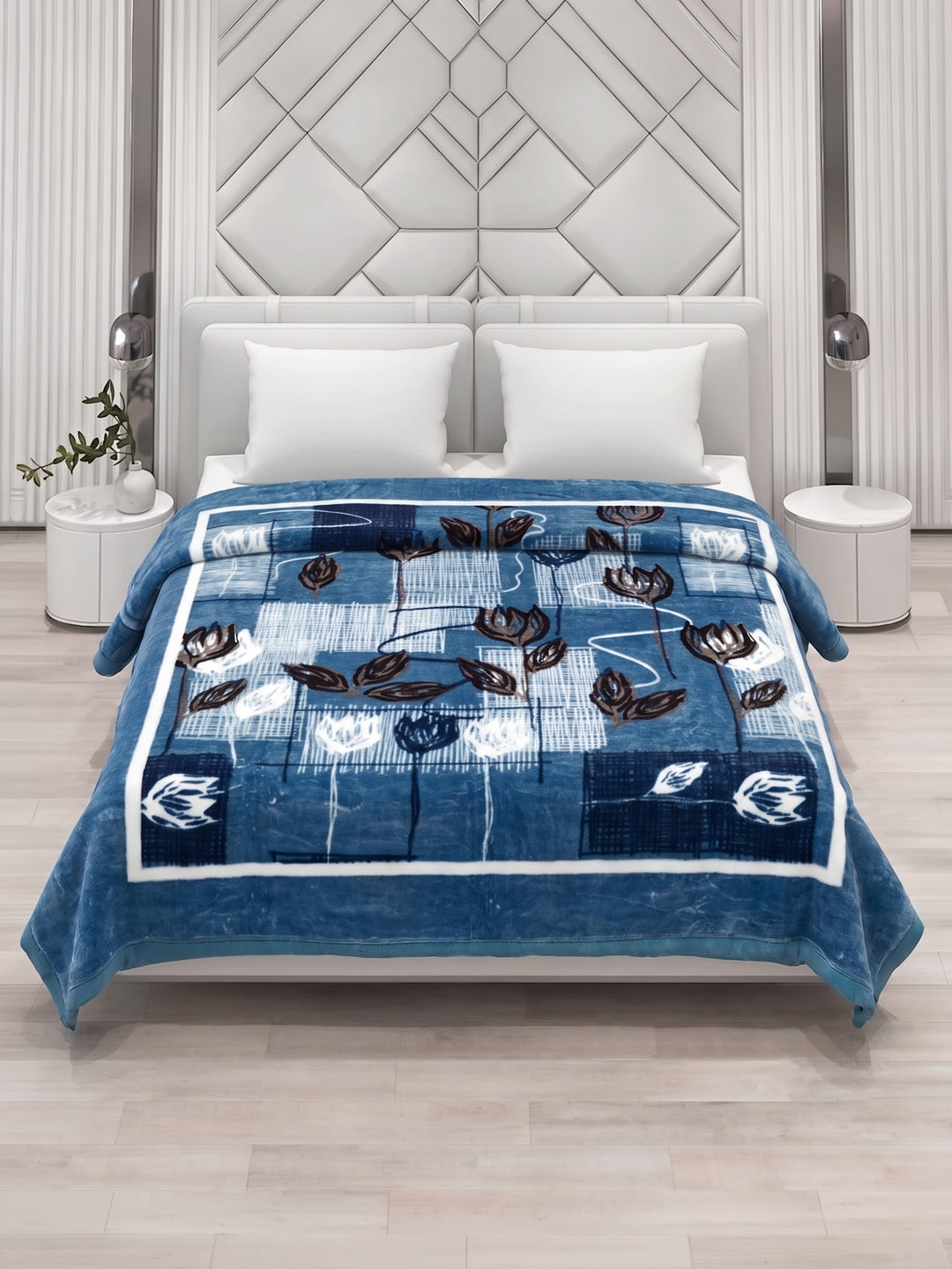Printed Double Bed 1 Ply 600 GSM Blanket for Winter (Denny), Weight 3.2 kg