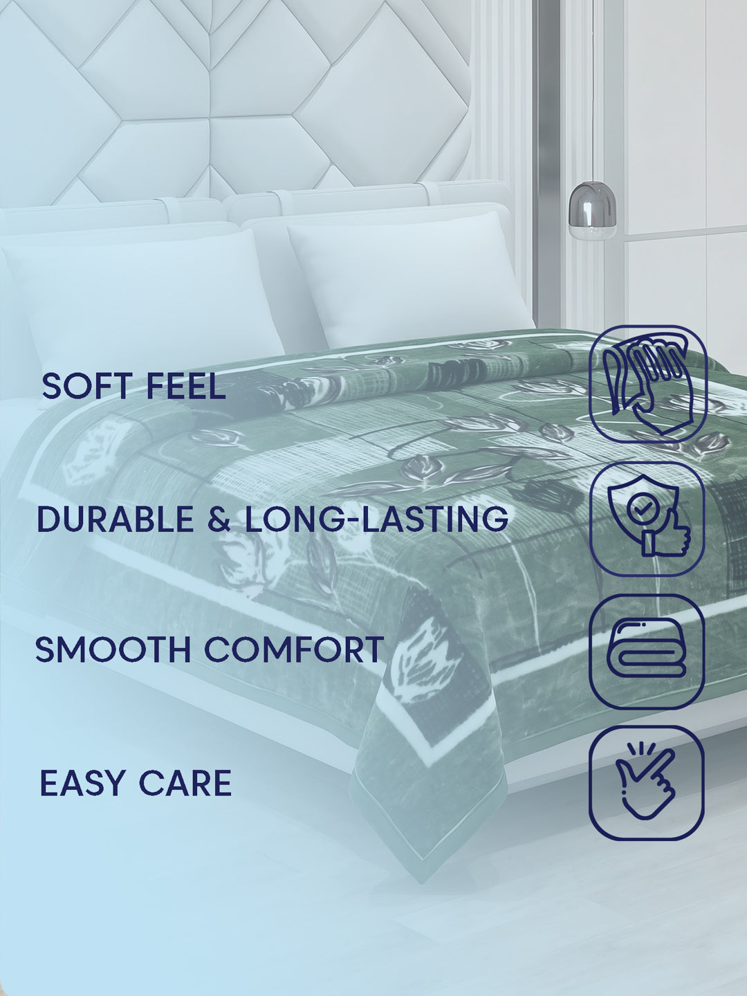 Printed Double Bed 1 Ply 600 GSM Blanket for Winter (Denny), Weight 3.2 kg