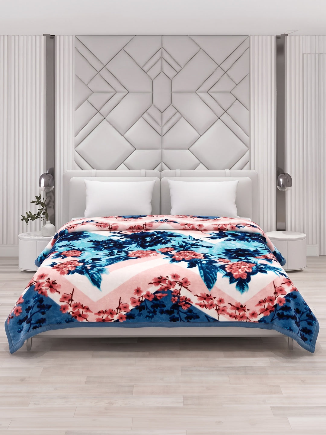 Printed Double Bed 1 Ply 600 GSM Blanket for Winter (Denny), Weight 3.2 kg