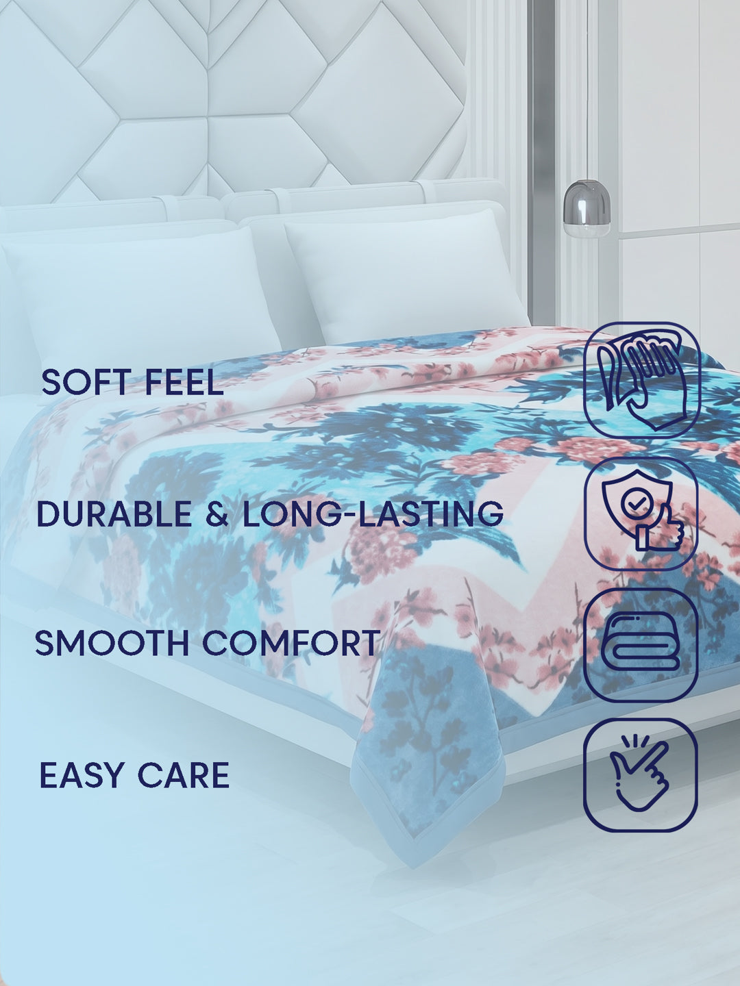 Printed Double Bed 1 Ply 600 GSM Blanket for Winter (Denny), Weight 3.2 kg