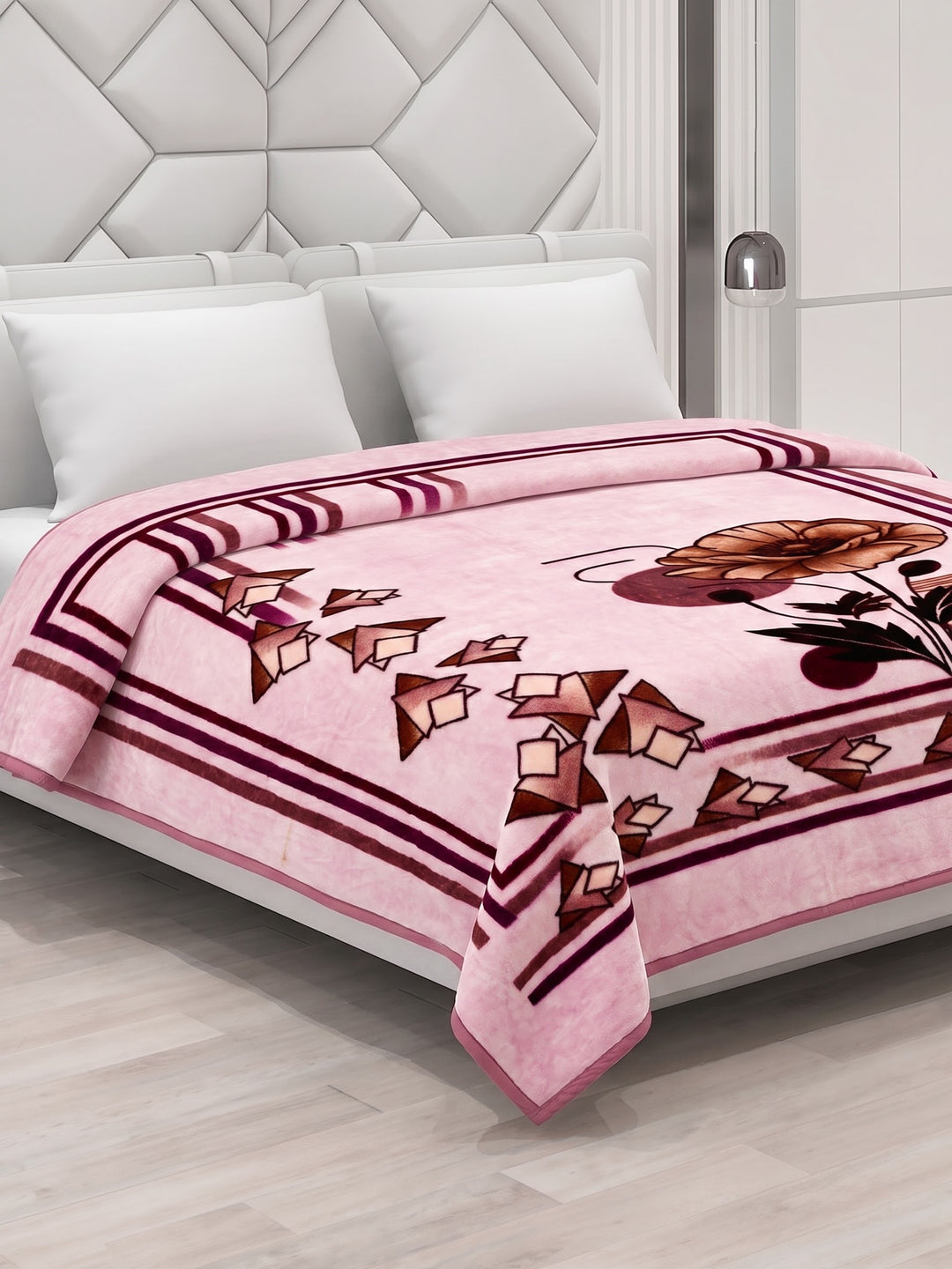 Printed Double Bed 1 Ply 600 GSM Blanket for Winter (Denny), Weight 3.2 kg