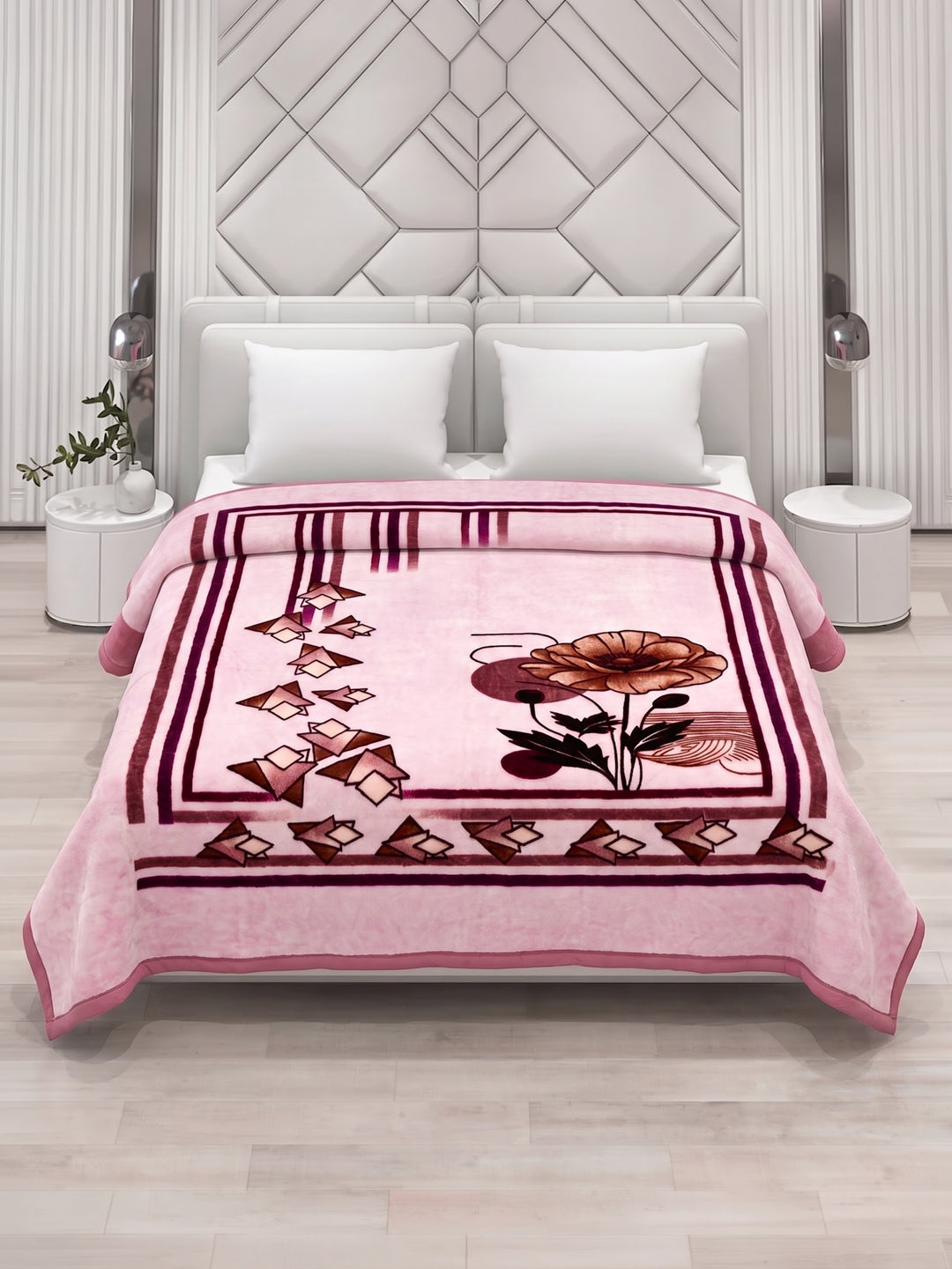 Printed Double Bed 1 Ply 600 GSM Blanket for Winter (Denny), Weight 3.2 kg