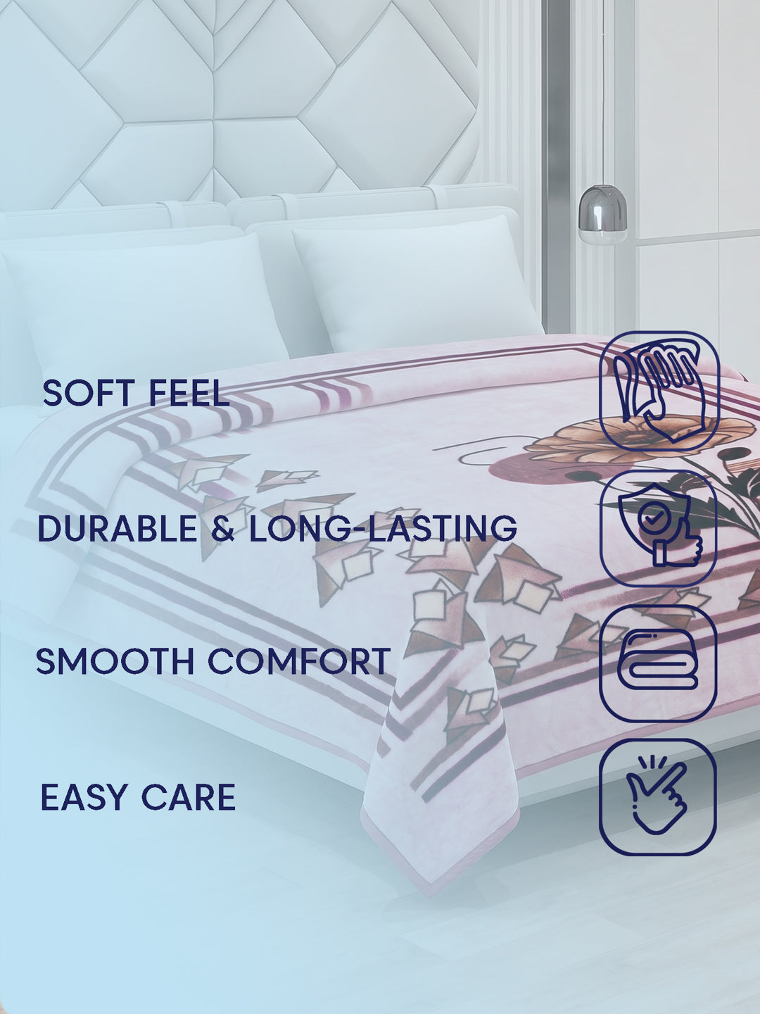 Printed Double Bed 1 Ply 600 GSM Blanket for Winter (Denny), Weight 3.2 kg