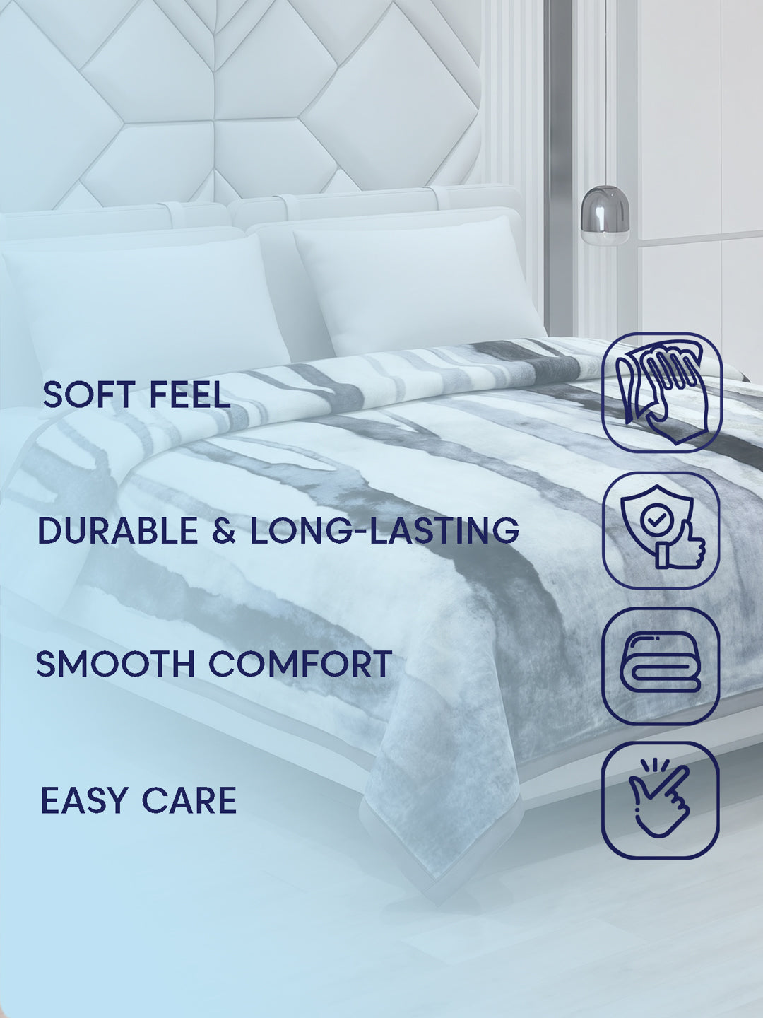 Printed Double Bed 2 Ply 1150 GSM Blanket for Winter (Edenberg), Weight 6.1 kg