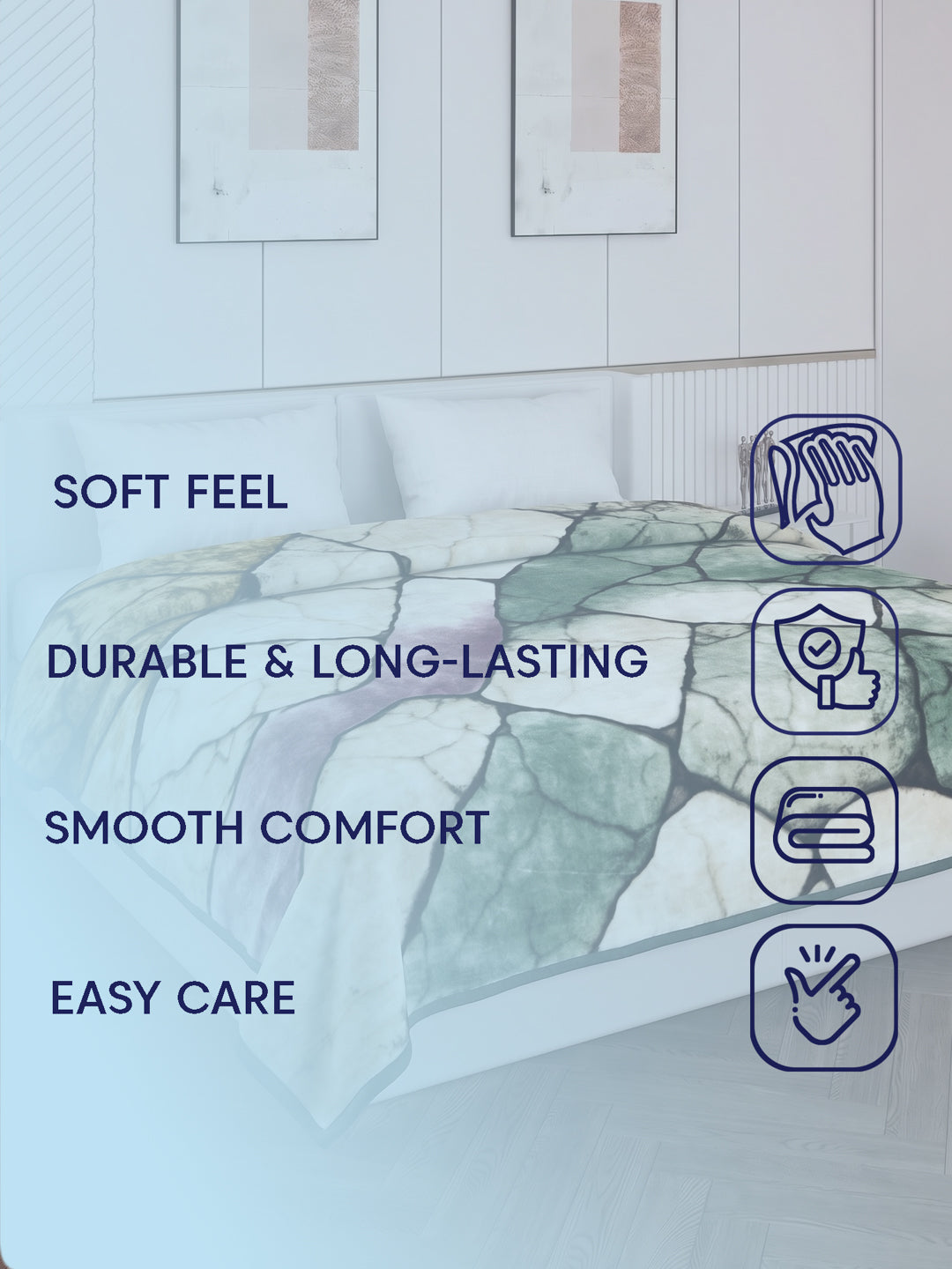 Printed Double Bed 2 Ply 1150 GSM Blanket for Winter (Edenberg), Weight 6.1 kg