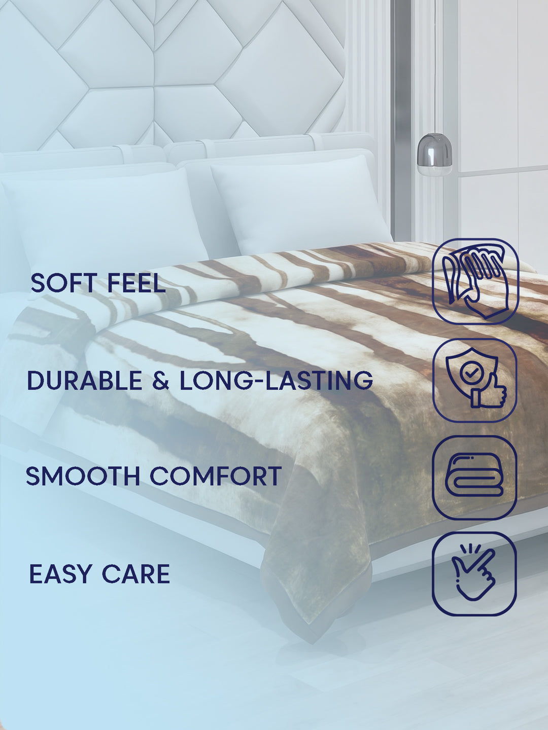 Printed Double Bed 2 Ply 1150 GSM Blanket for Winter (Edenberg), Weight 6.1 kg