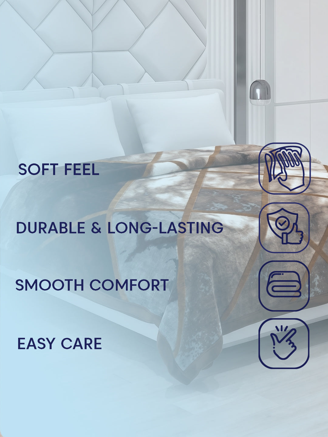 Printed Double Bed 2 Ply 1150 GSM Blanket for Winter (Edenberg), Weight 6.1 kg