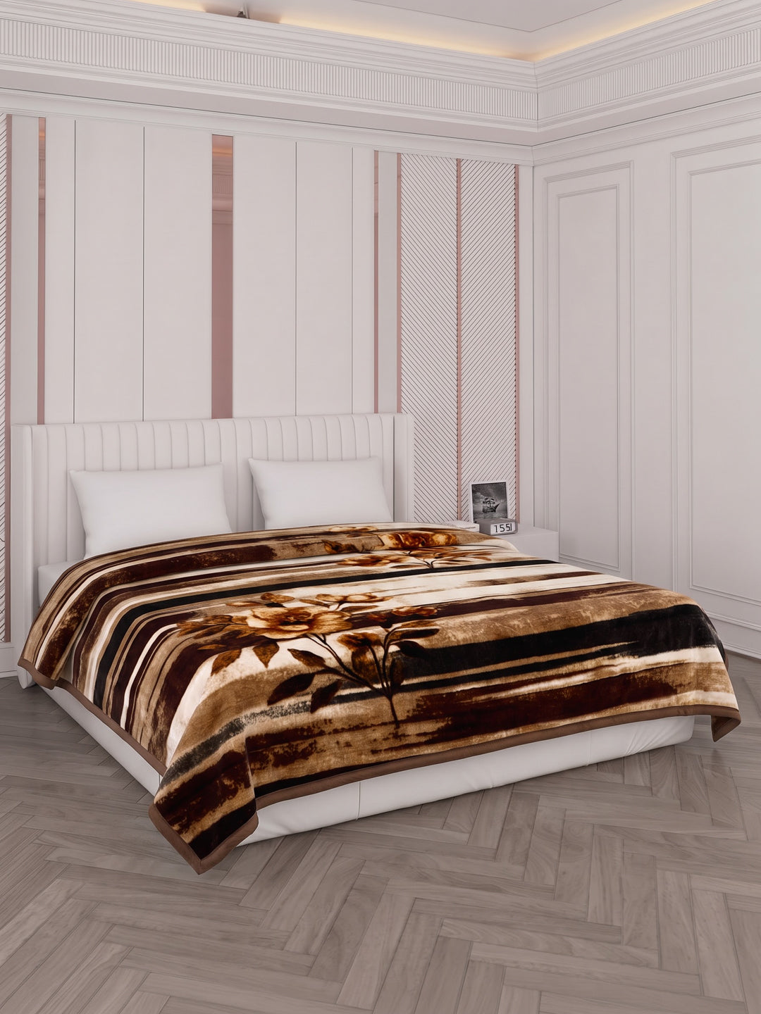Printed Double Bed 2 Ply 1150 GSM Blanket for Winter (Edenberg), Weight 6.1 kg