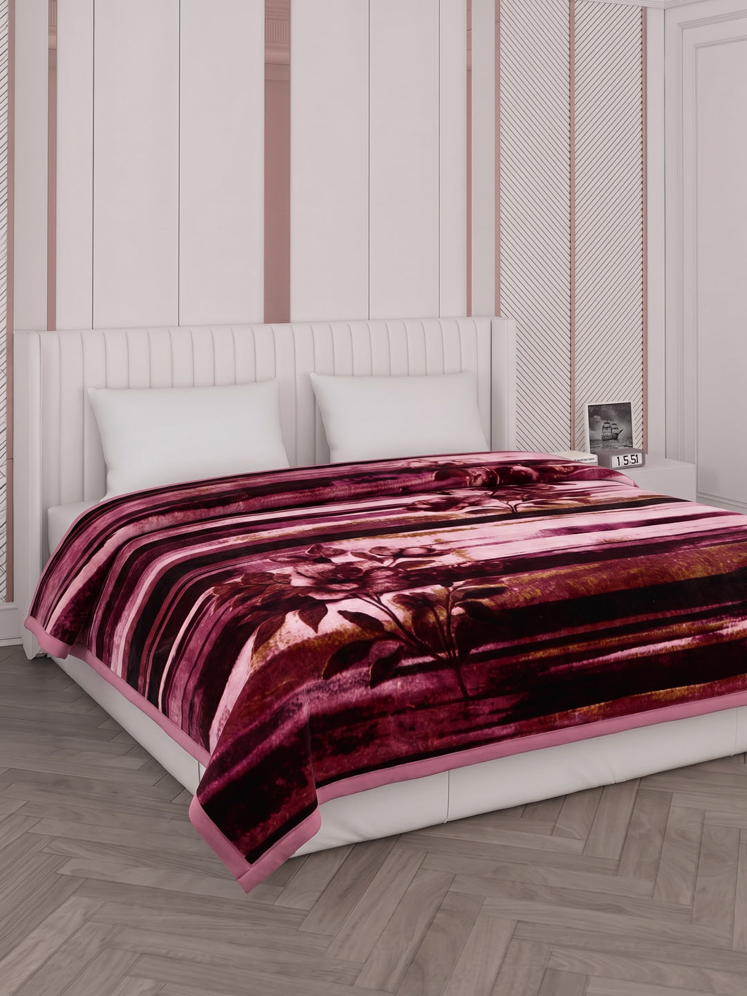 Printed Double Bed 2 Ply 1150 GSM Blanket for Winter (Edenberg), Weight 6.1 kg