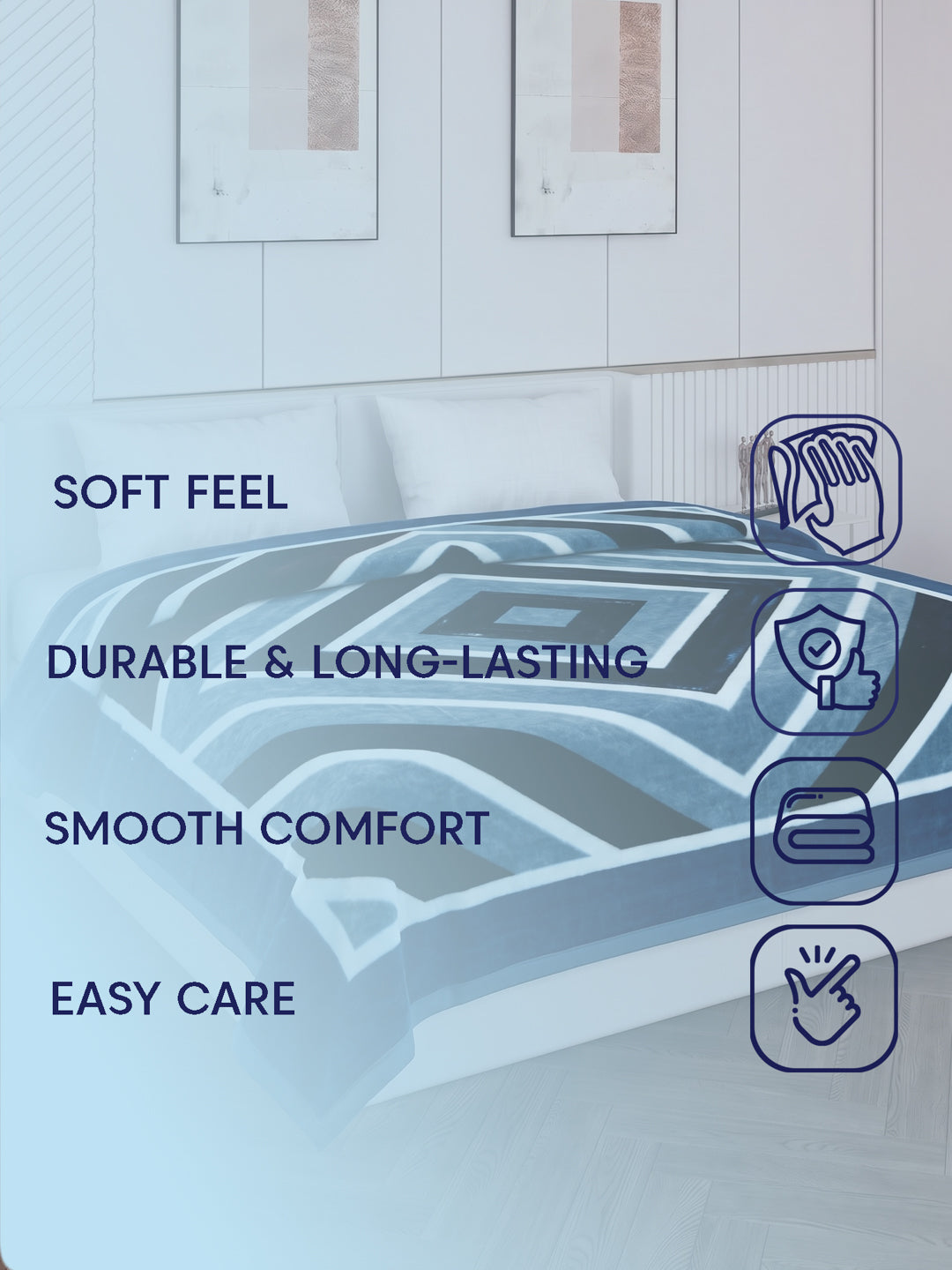 Printed Double Bed 2 Ply 1150 GSM Blanket for Winter (Edenberg), Weight 6.1 kg