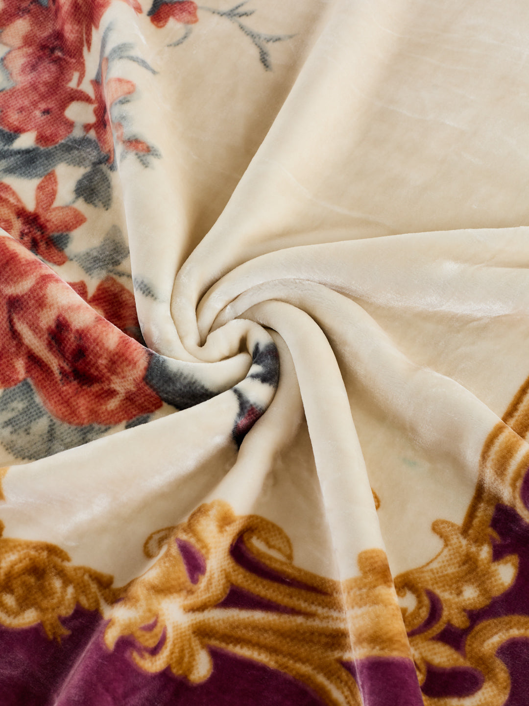 Floral Print Double Bed 2 Ply 1050 GSM Blanket for Winter (Emilia), Weight 5.5 kg