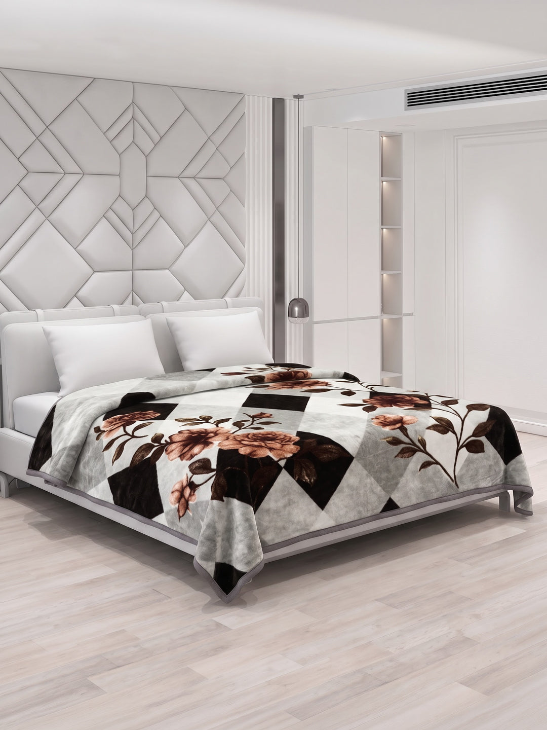 Floral Print Double Bed 2 Ply 1050 GSM Blanket for Winter (Emilia), Weight 5.5 kg