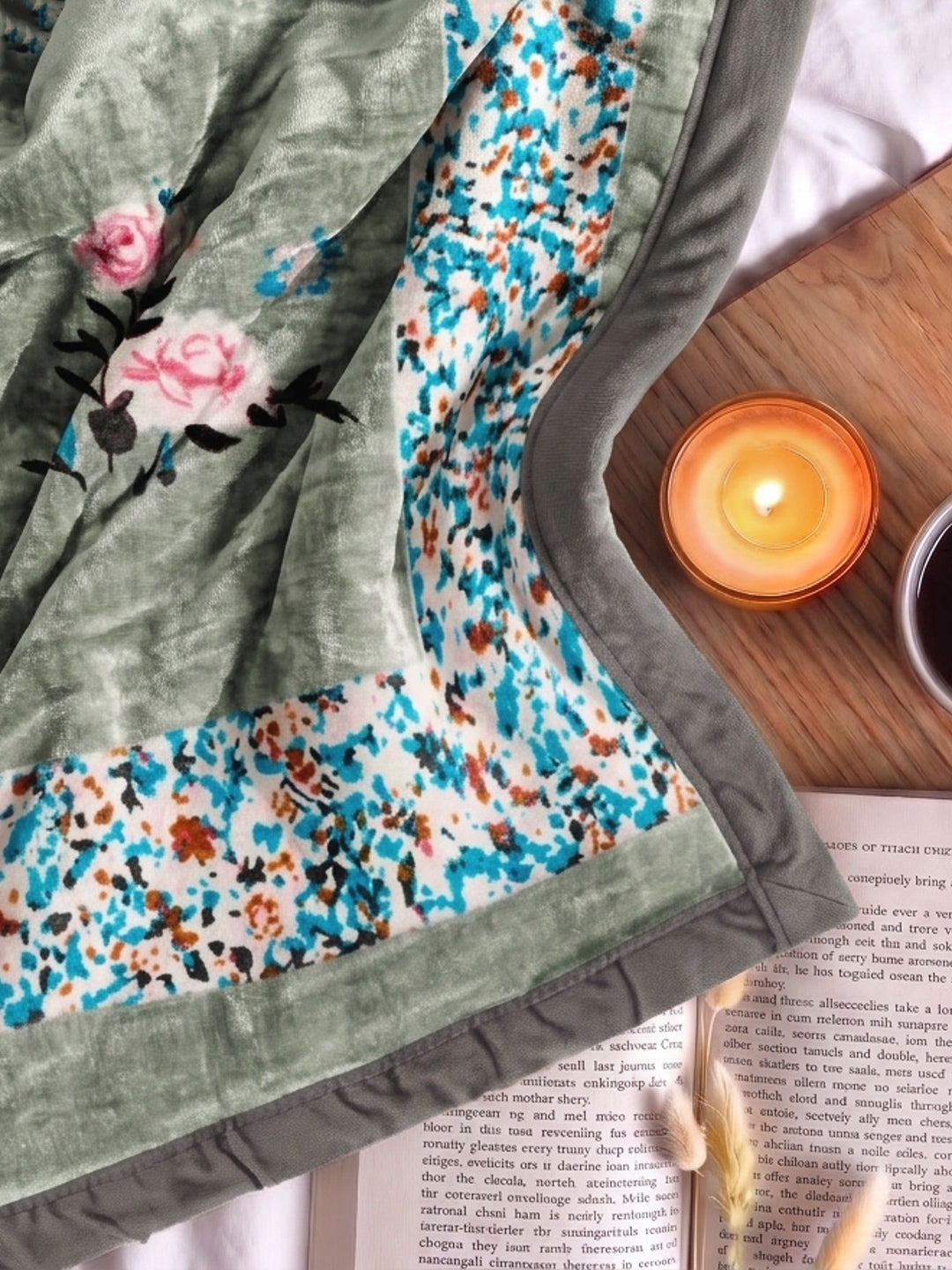 Floral Print Double Bed 2 Ply 1050 GSM Blanket for Winter (Emilia), Weight 5.5 kg