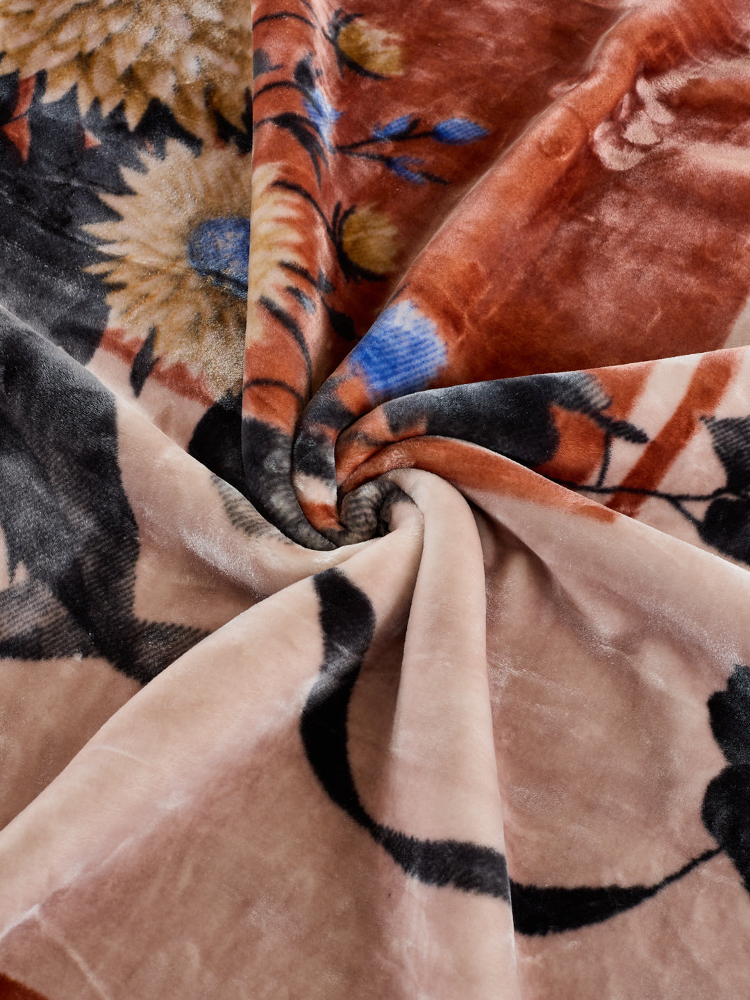Floral Print Double Bed 2 Ply 1050 GSM Blanket for Winter (Emilia), Weight 5.5 kg