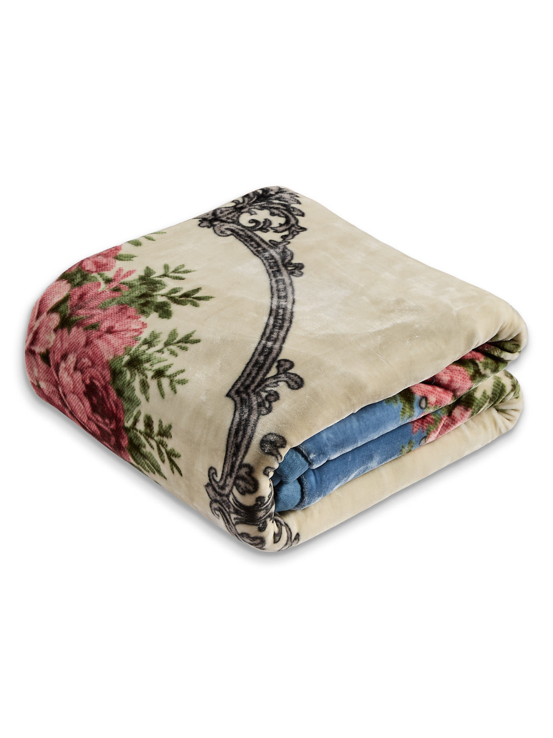 Floral Print Double Bed 2 Ply 1050 GSM Blanket for Winter (Emilia), Weight 5.5 kg