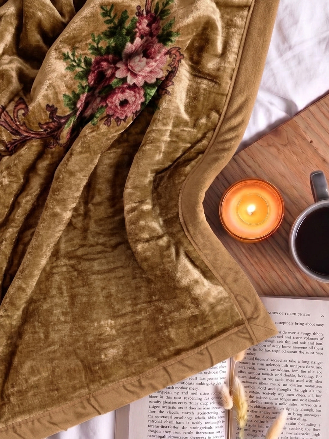 Floral Print Double Bed 2 Ply 1050 GSM Blanket for Winter (Emilia), Weight 5.5 kg