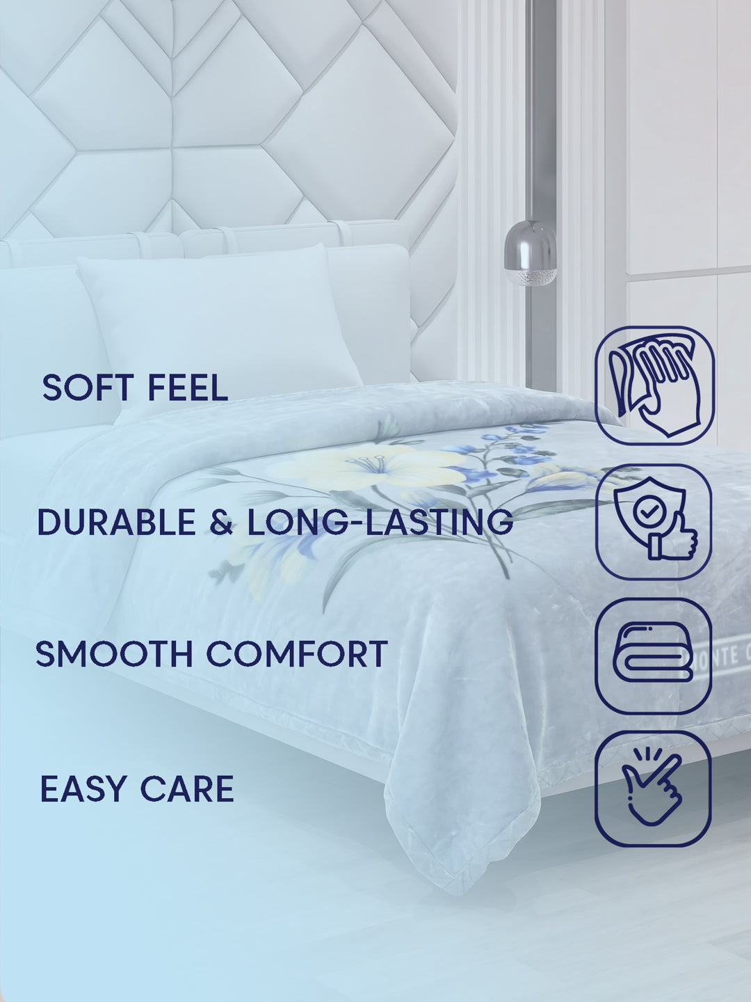 Floral Print Double Bed 2 Ply 850 GSM Blanket for Winter (Galaxy), Weight 3 kg