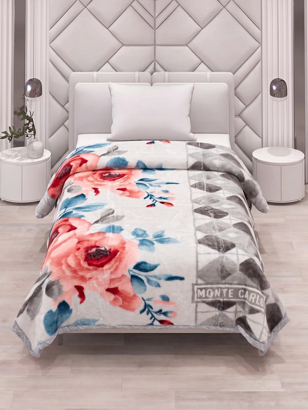 Floral Print Double Bed 2 Ply 850 GSM Blanket for Winter (Galaxy), Weight 3 kg