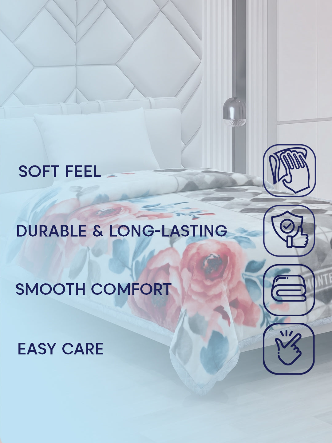 Floral Print Double Bed 2 Ply 850 GSM Blanket for Winter (Galaxy), Weight 3 kg